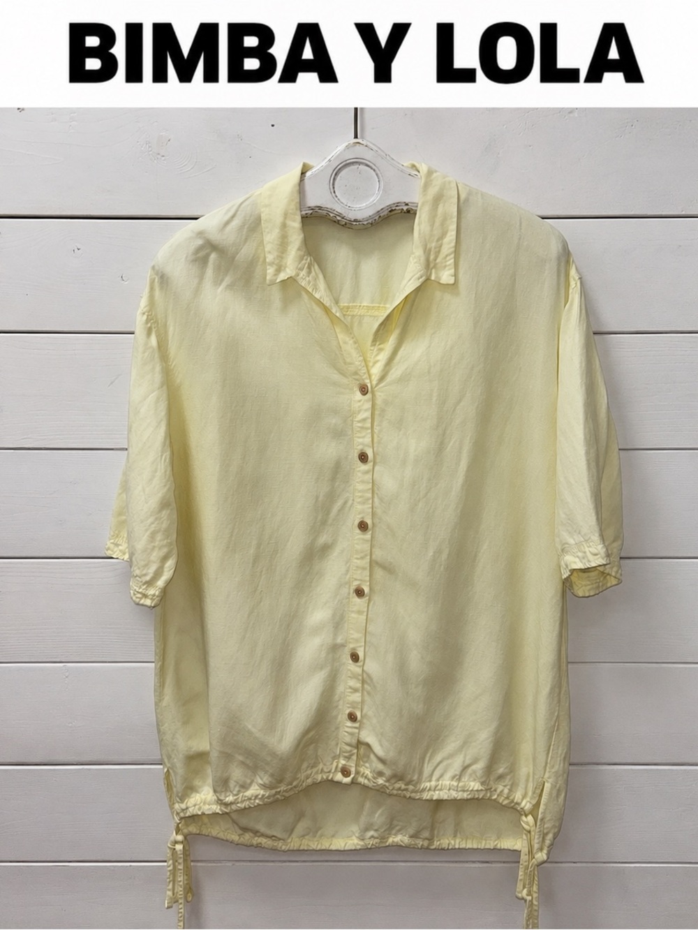 Bimba y Lola Oversized Yellow Linen Shirt – Size Medium